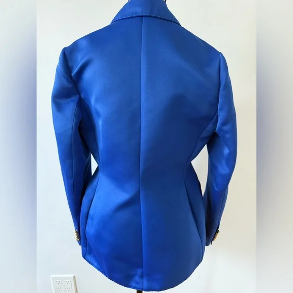 AZ Factory Cobalt Blue Satin Blazer & Mini Skirt Suit Graduation - Picture 9 of 16